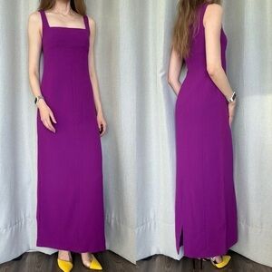 Max Mara Pianoforte Wool Purple Sleeveless Crewneck Maxi Dress IT 40 US 6 (S)